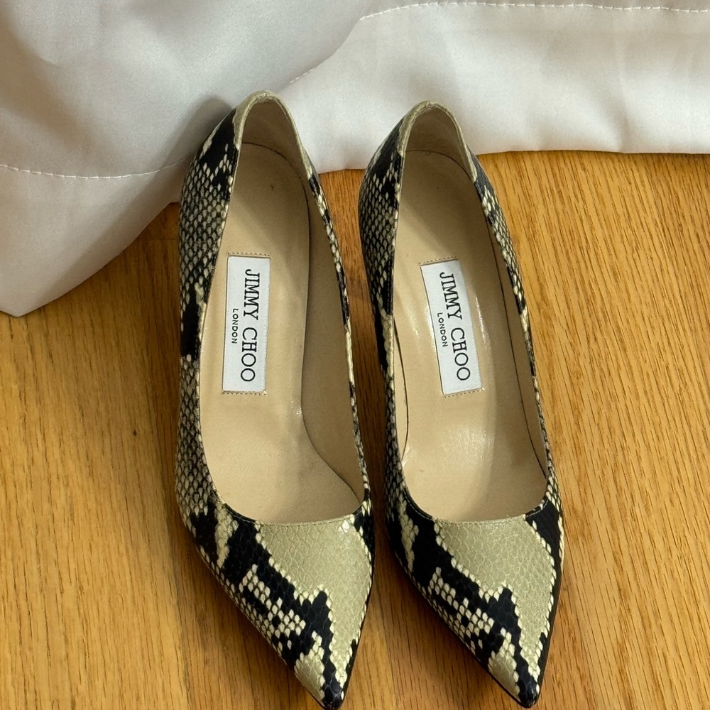 Jimmy Choo Snake Print Kitten Heels
